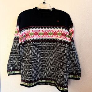 Vintage black mixed print crew oversized sweater
